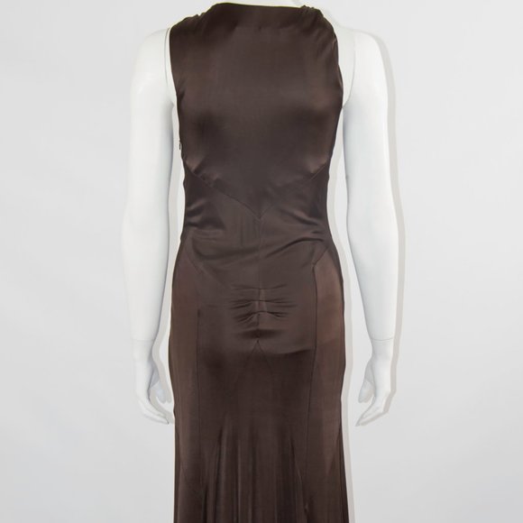 Karen Millen Sexy Brown Dress Party Office Sz 10uk Small - Picture 6 of 7